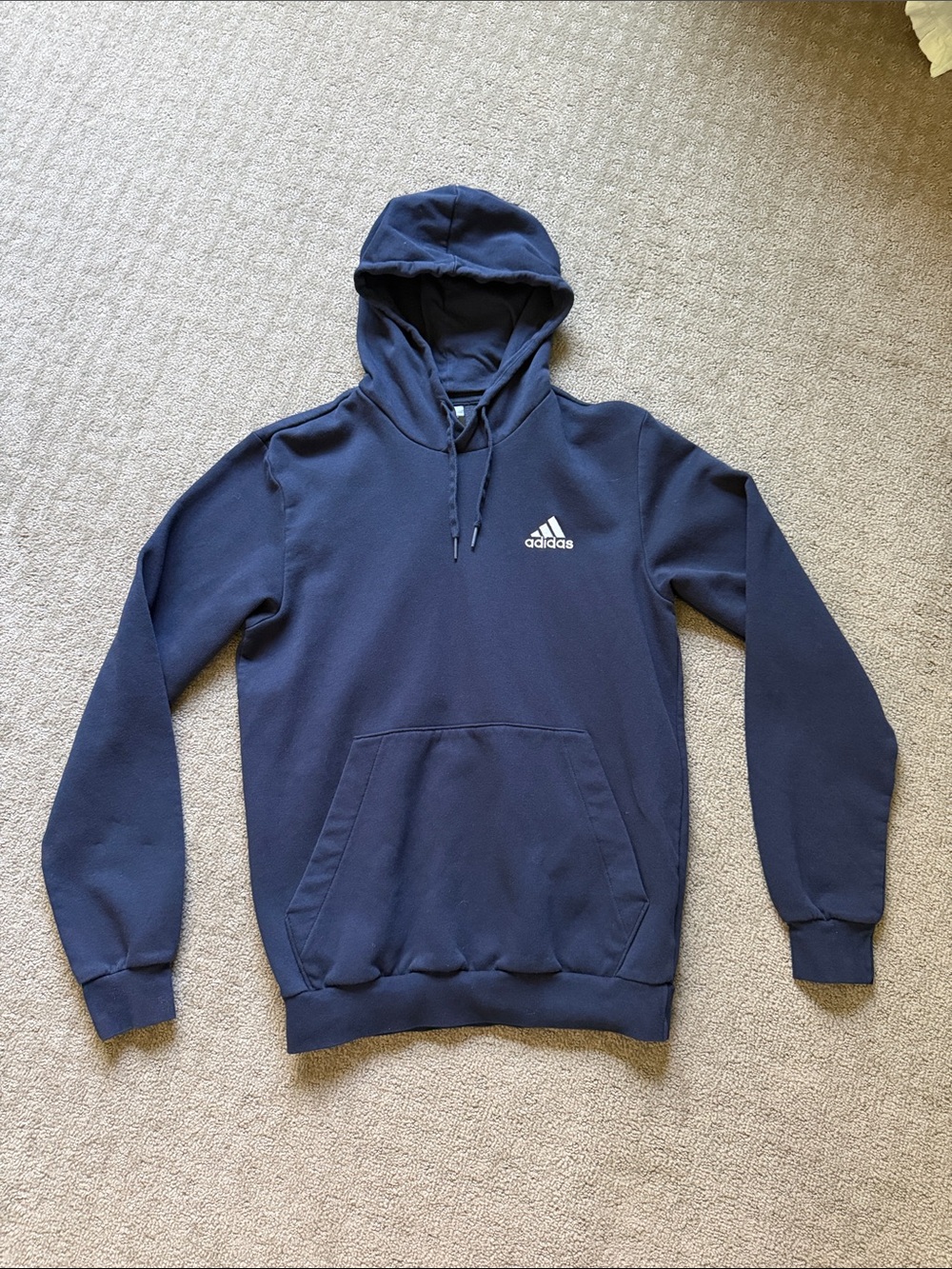 adidas Navy Blue Hoodie with White Logo